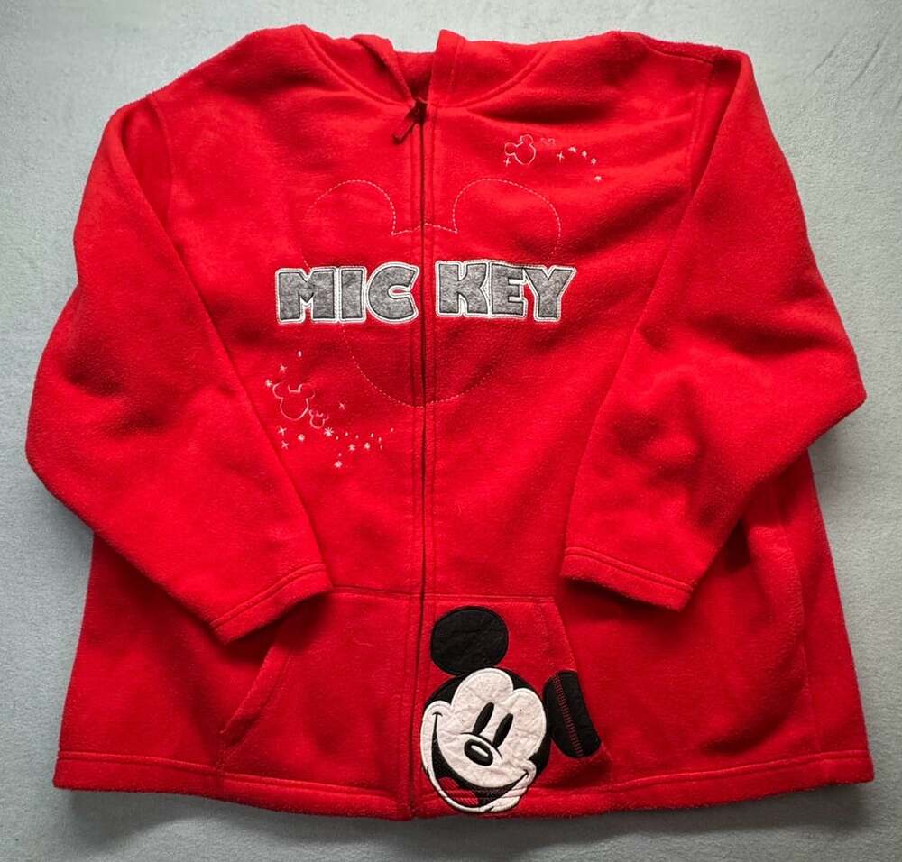 Disney Mickey Mouse Full Zip Fleece Hoodie Size 4X (26/28W) Red